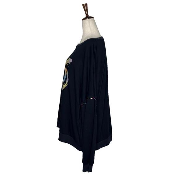 Lauren Moshi Black Tiger Graphic Sweatshirt Oversized Crewneck Rainbow Cozy XL - Picture 2 of 8